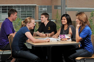 Students in a study lounge