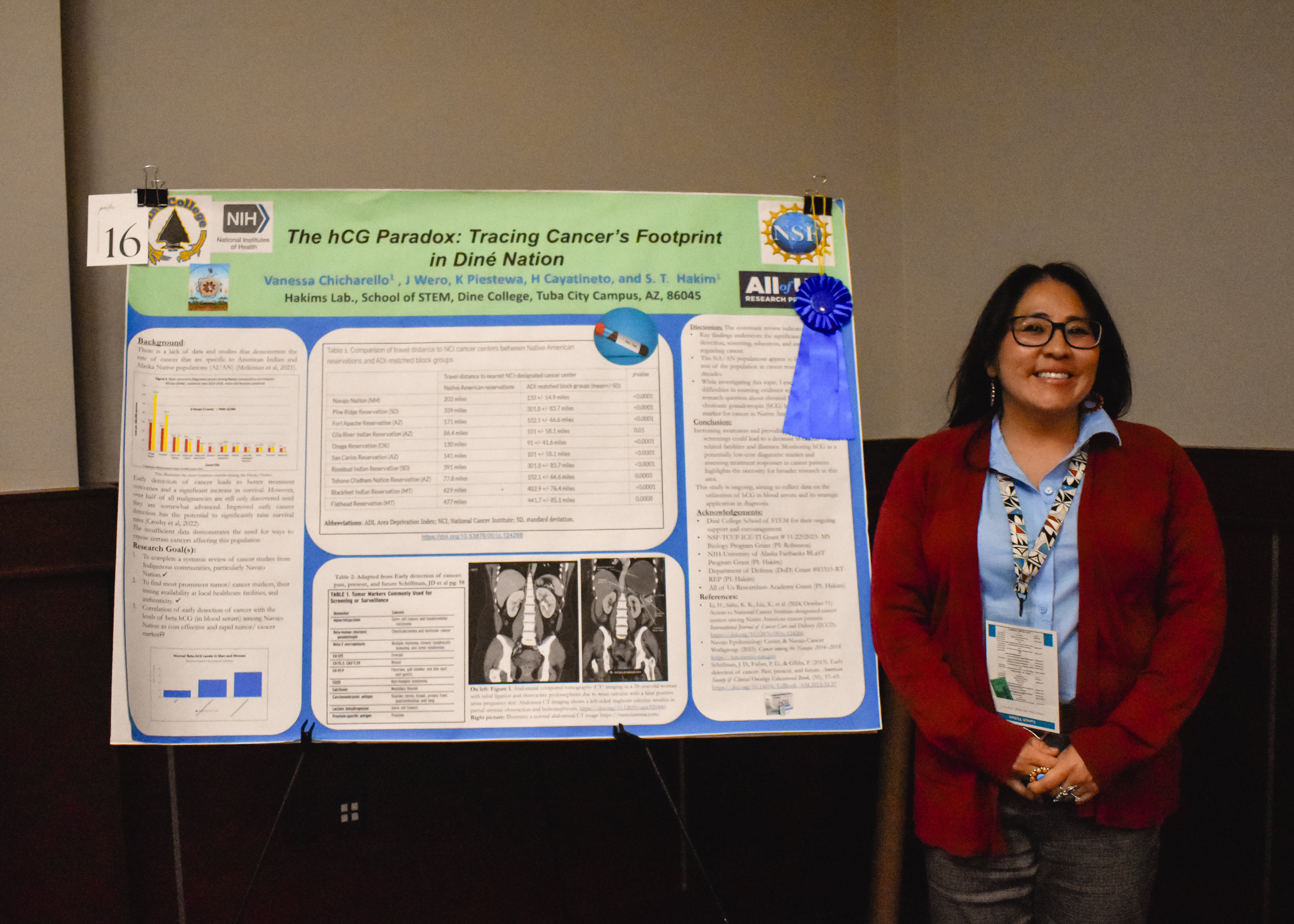 Vanessa Chicharello from Diné College was a poster award winner for Tribal College Research Award. 