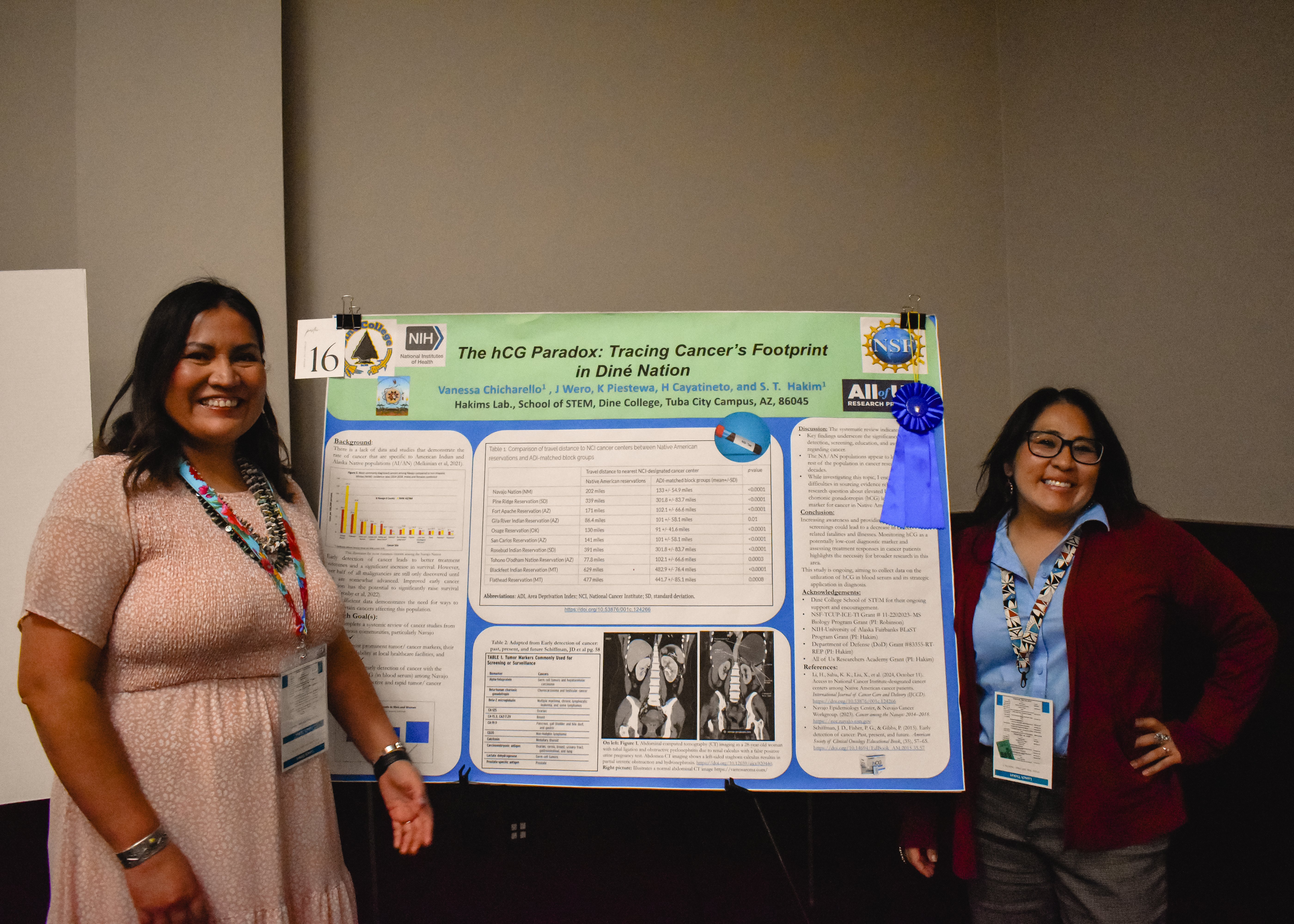 Vanessa Chicharello from Diné College posing with friend and mentor, Carmenlita Chief.