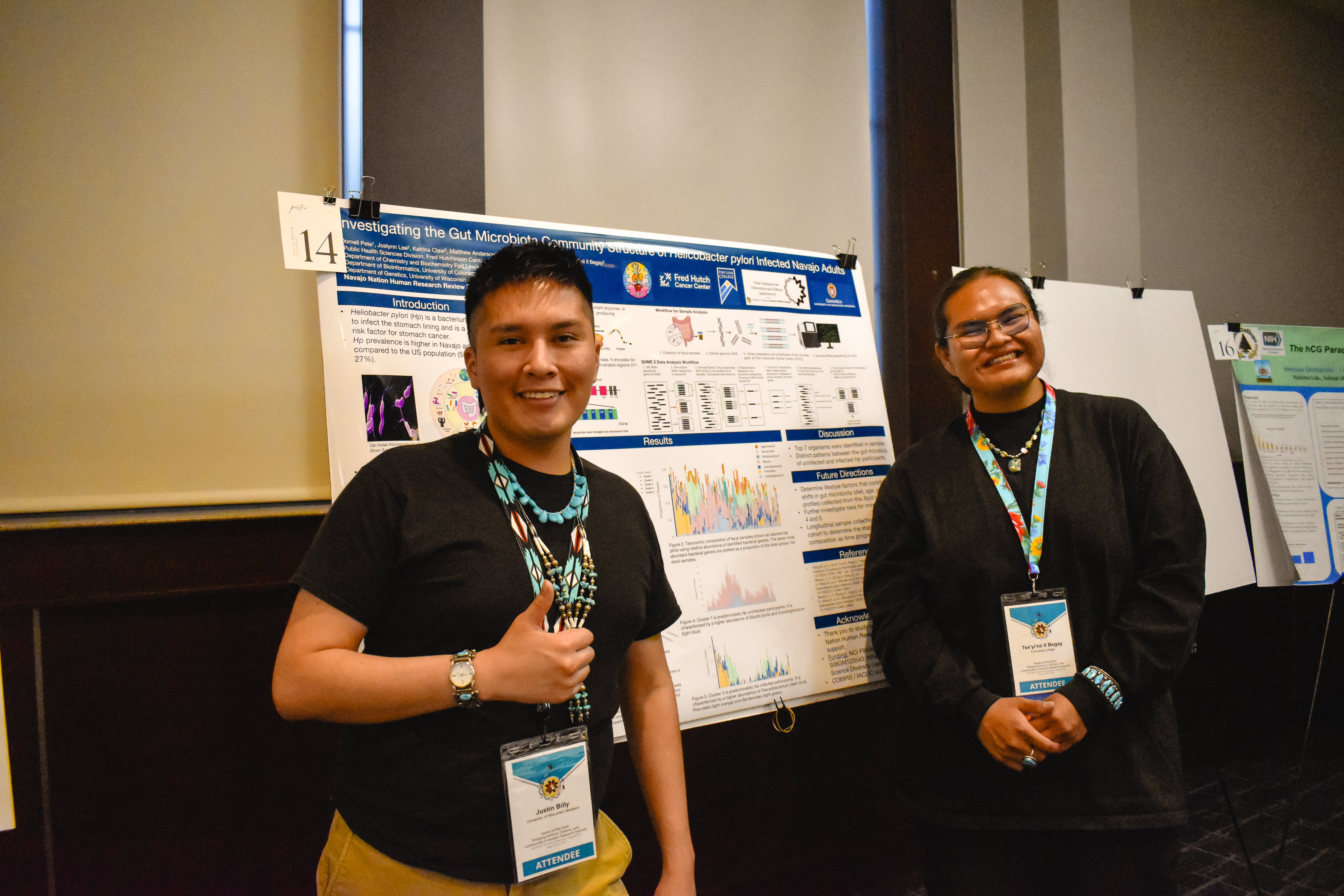 Justin Billy from University of Wisconsin Madison and Tse’yi’nii Begay from Fort Lewis College co-presented their poster. Justin and Tse’yi’nii were also among a prestigious few who were selected to present in an oral presentation in the Trainee Research Session during the summit.