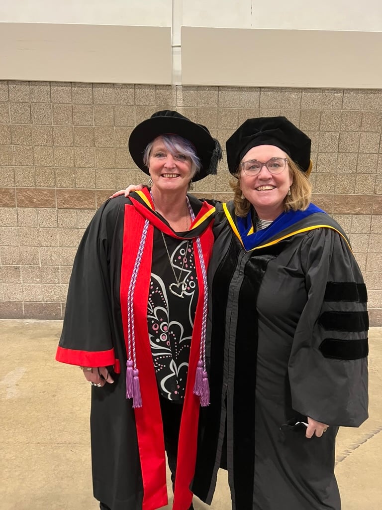 Emily & Jacqueline Jones (L) at May 2021 graduation