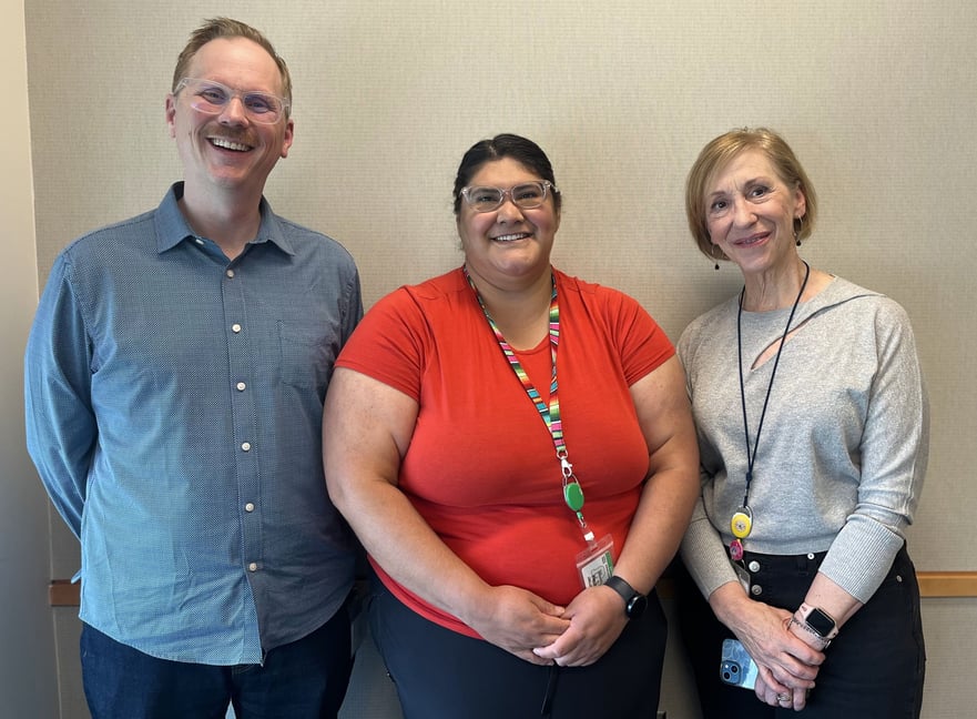 Image of Eric Clambey, PhD, Brittany Gomez, and Linda van Dyk.