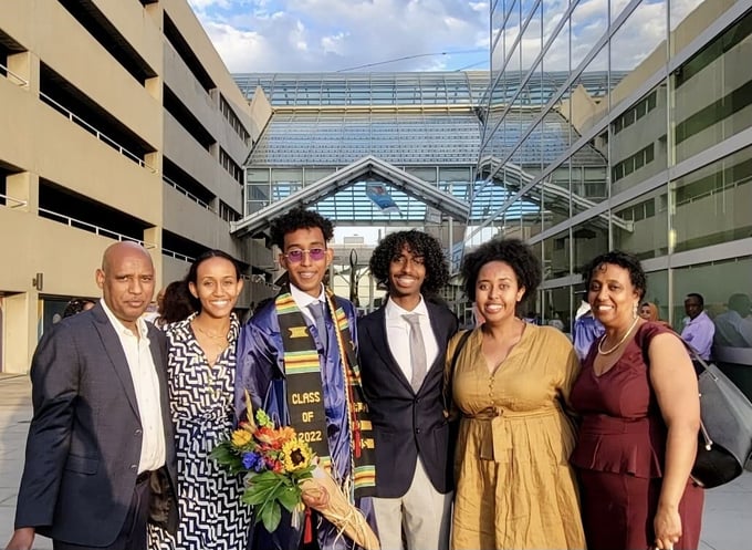 Feruth Kidane, who will join the CU School of Medicine’s Class of 2028, with her family.