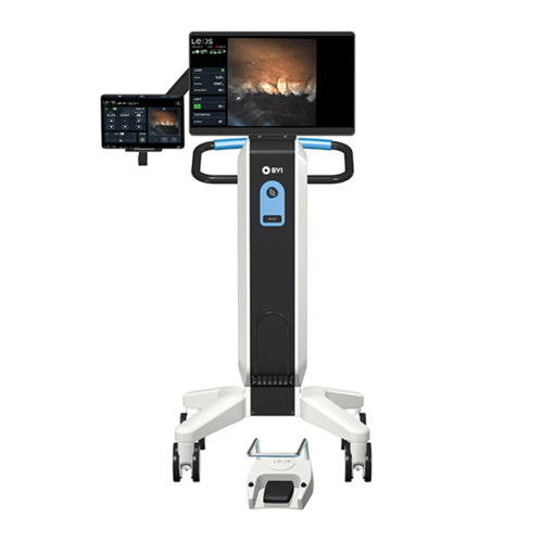 An image of a tall machine with a computer screen at the top.