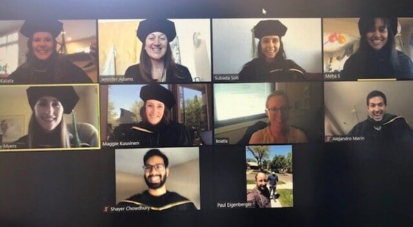 An image of CU School of Medicine students virtually graduating.