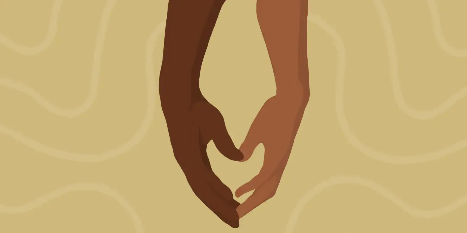 Graphic: The hands of two different arms come together to form a heart. 