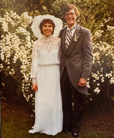 Jackie and Geoff Slingsby on their wedding day.