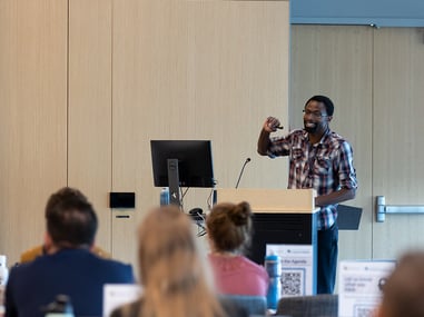 Ukpong Eyo presenting a talk