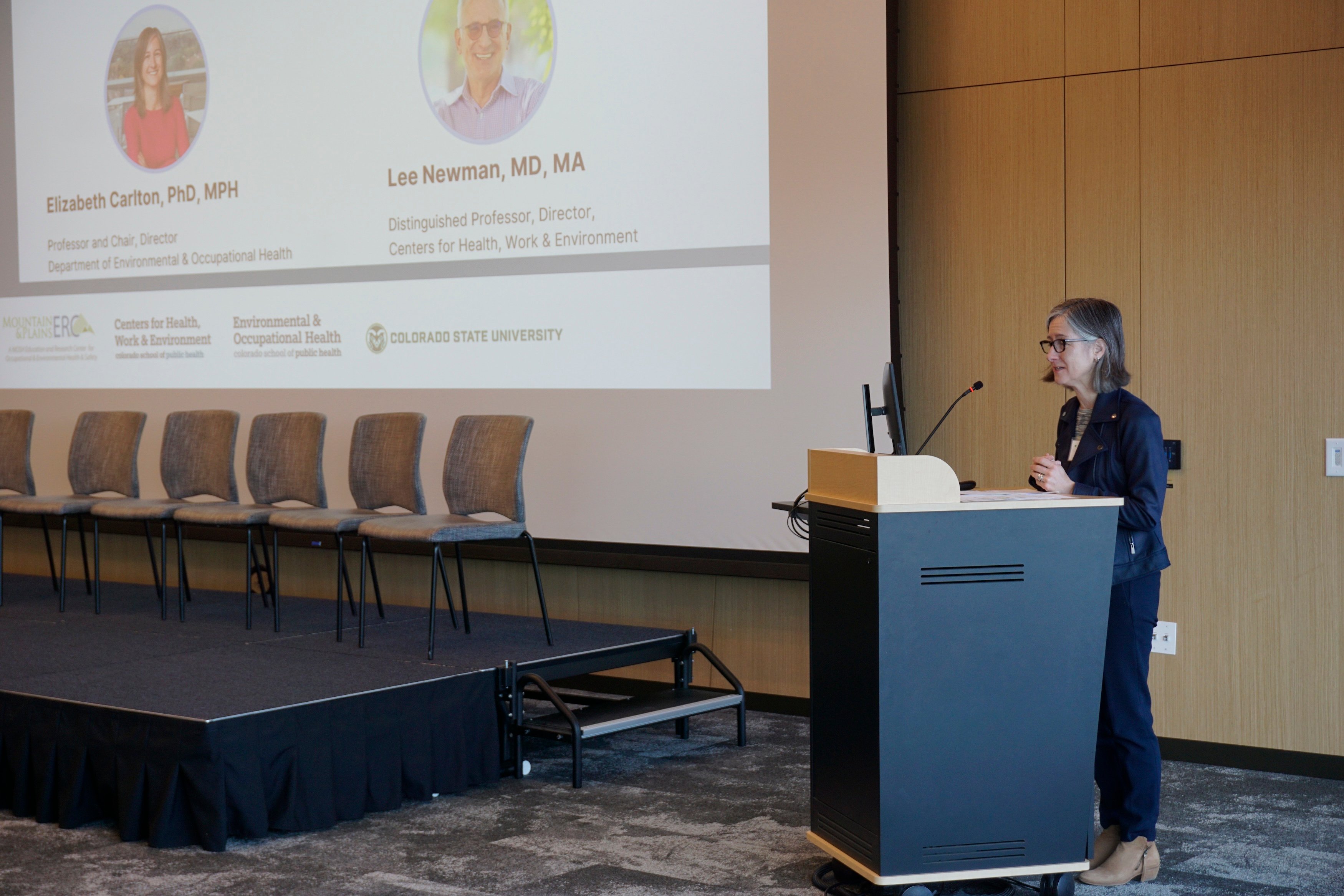 Elizabeth Carlton gives welcome remarks.