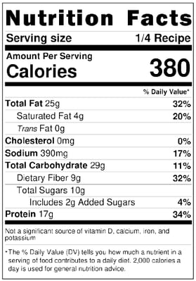 african soup nutrition label