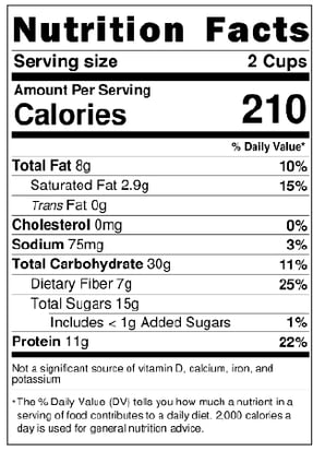 indian apple soup nutrition label