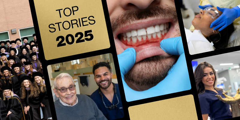 collage of photos of dental patients and students from 2025 news stories