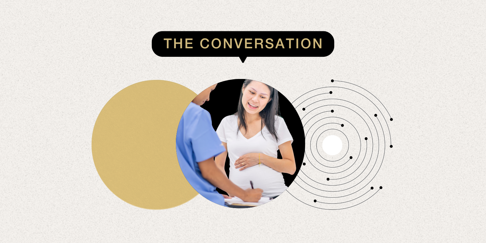 Photo of pregnant woman and her medical specialist 