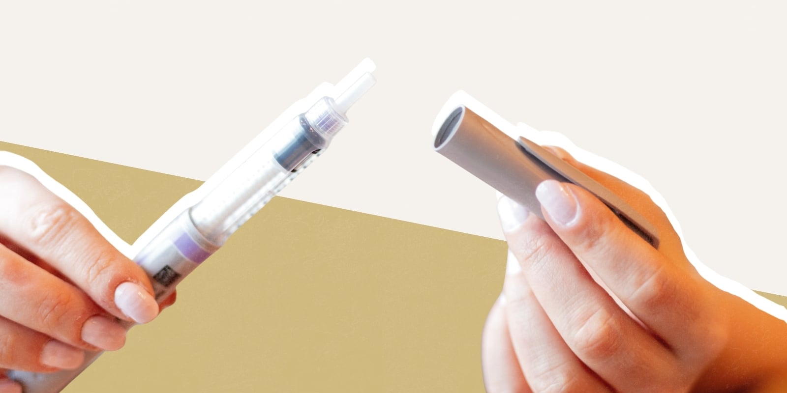 hands holding an injector