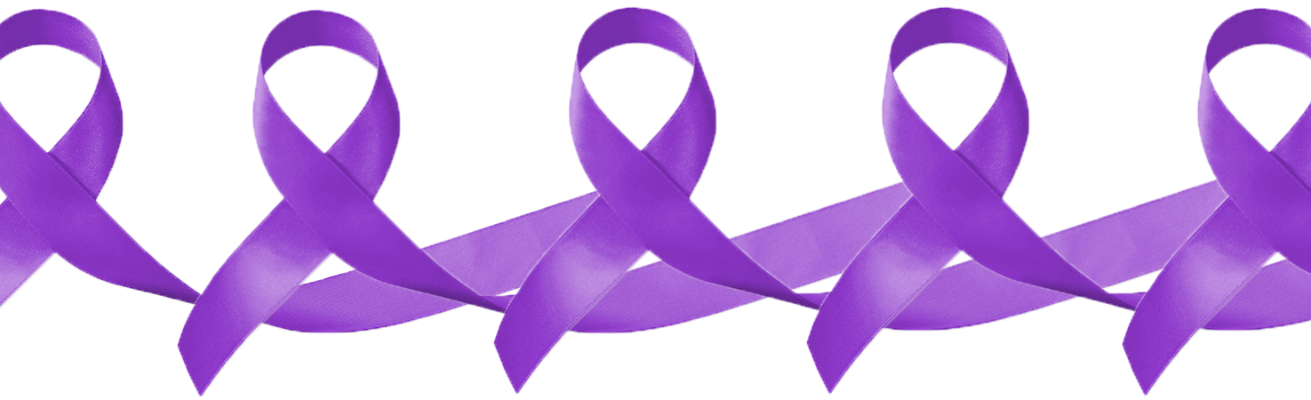 Purple testicular cancer awareness ribbons