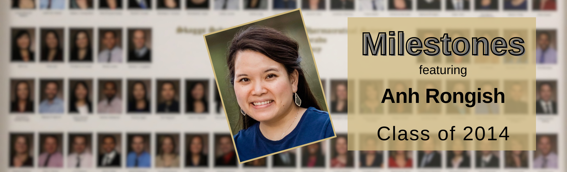 Dr. Anh Rongish is featured in front of a background of a yearbook page. 