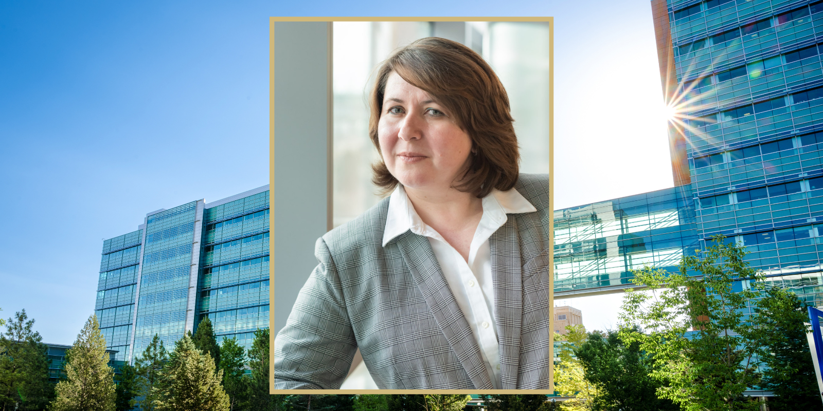 Ganna Bilousova with CU Anschutz campus in background