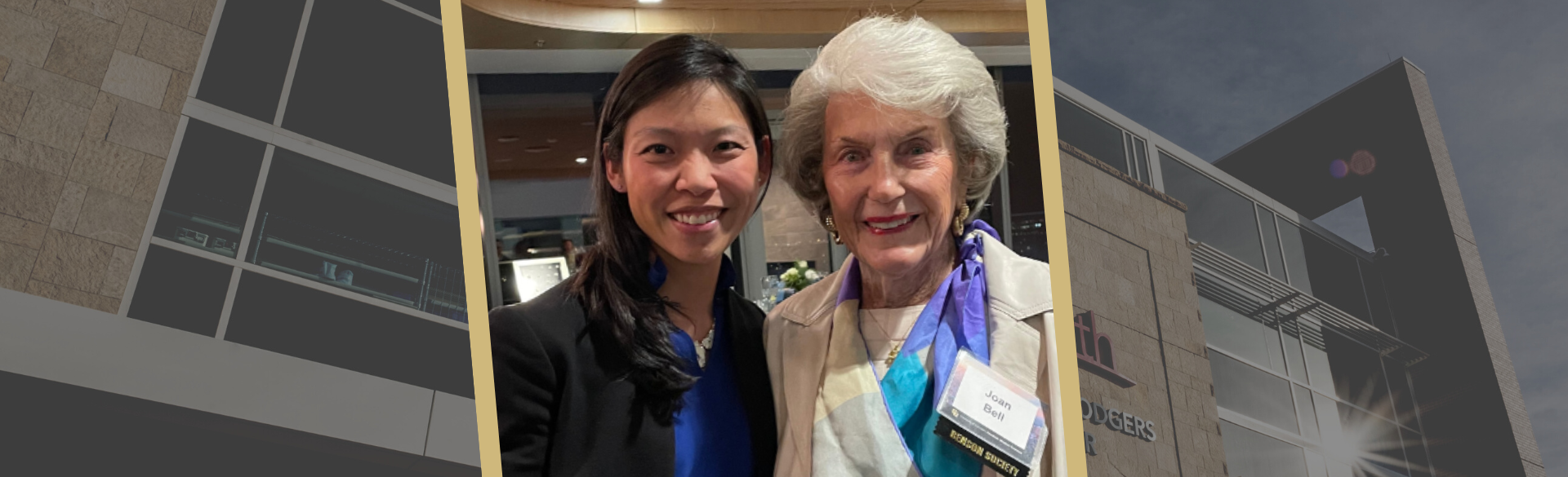 Sophie Liao, MD, poses with Joan Bell, wife of Robert Bell, who inspired an endowed chair award.