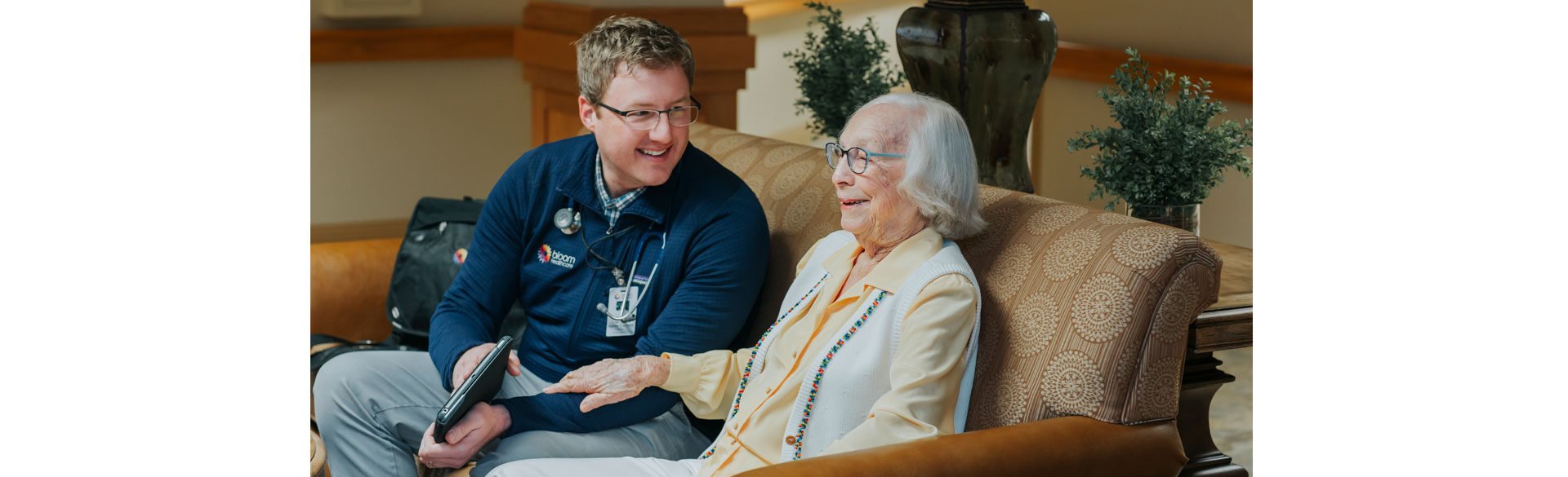 Student nurse with a patient