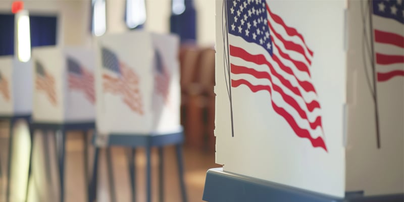 a set of voting booths