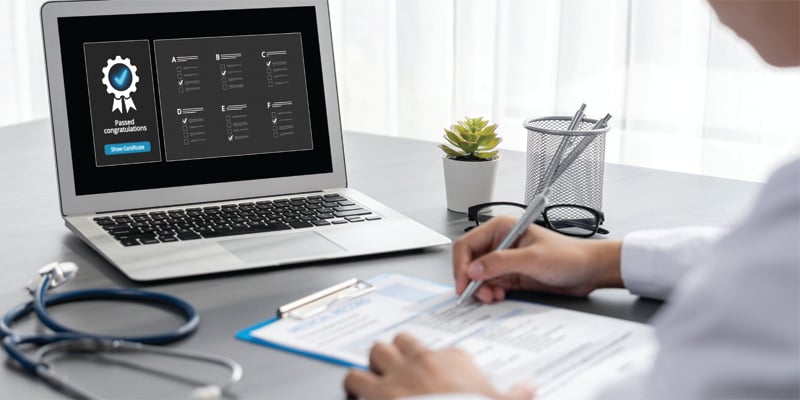 student studying with a computer