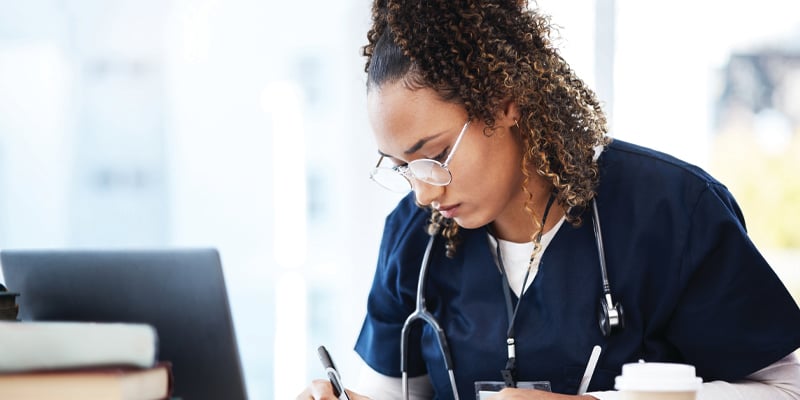 student working at a computer