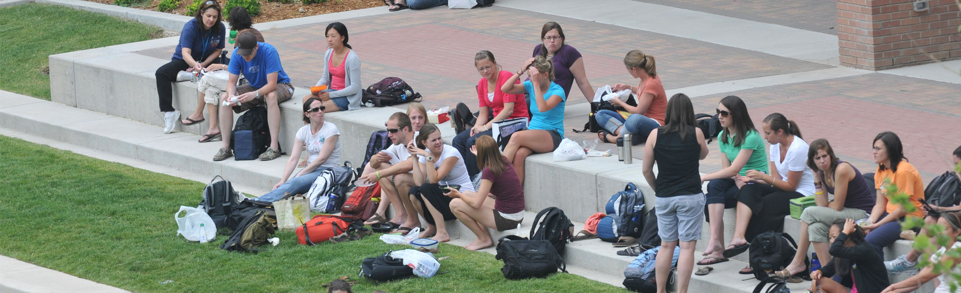Students on break on campus