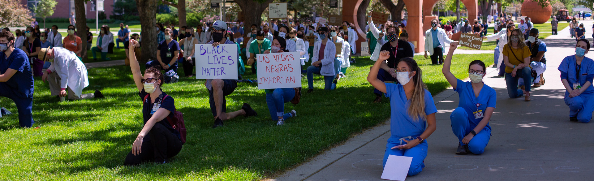 White Coats for Black Lives peaceful protest at CU Anschutz Medical Campus