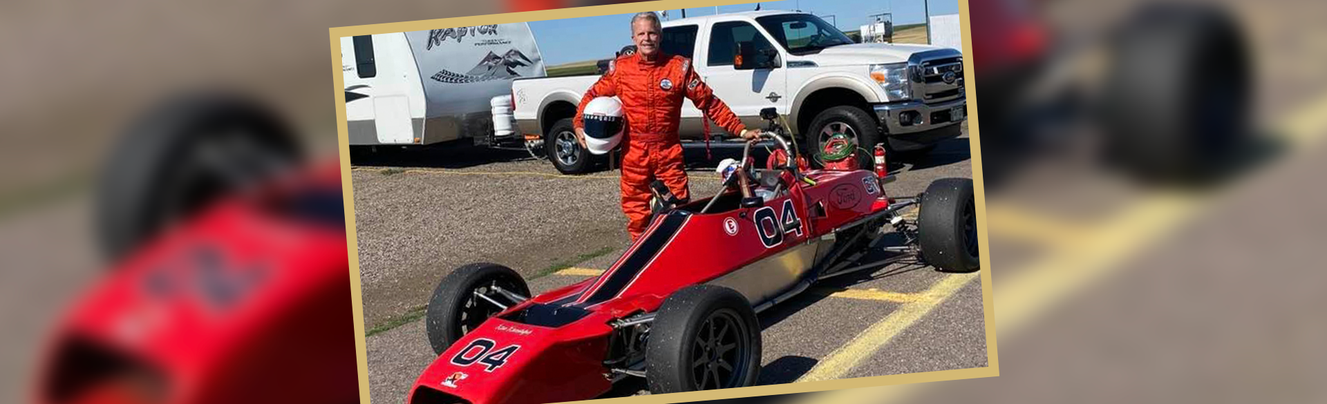 CAR T-cell therapy patient Ron Randolph with his race car