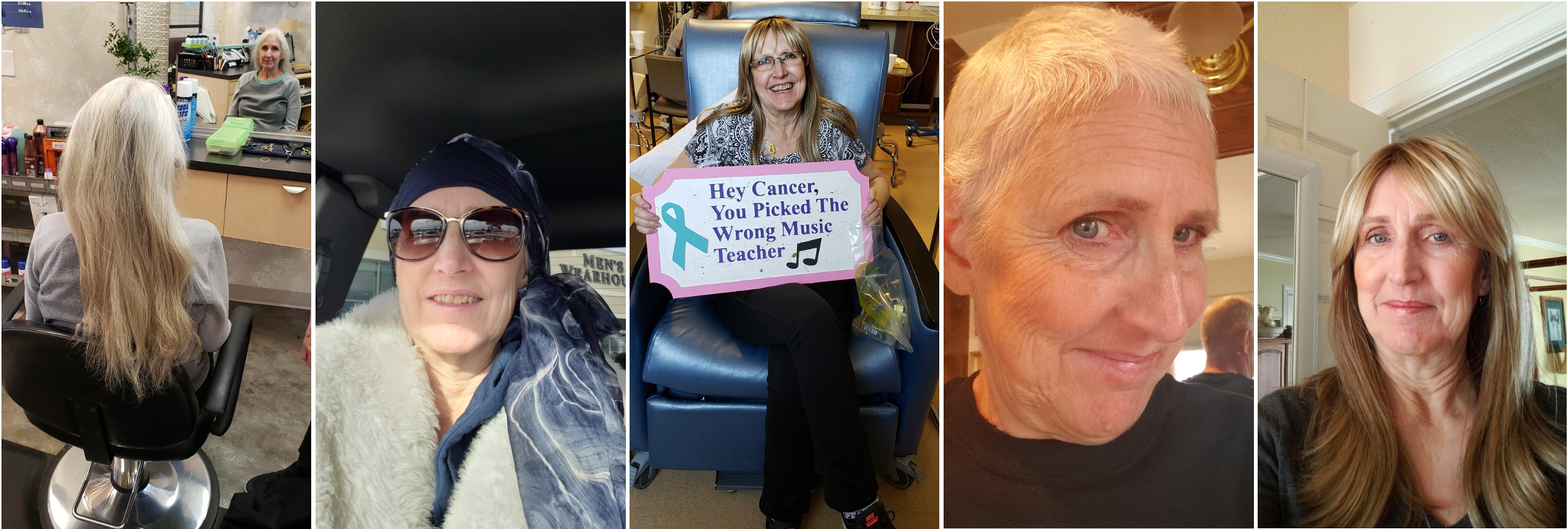 Five photos of Winona Williams through chemotherapy journey