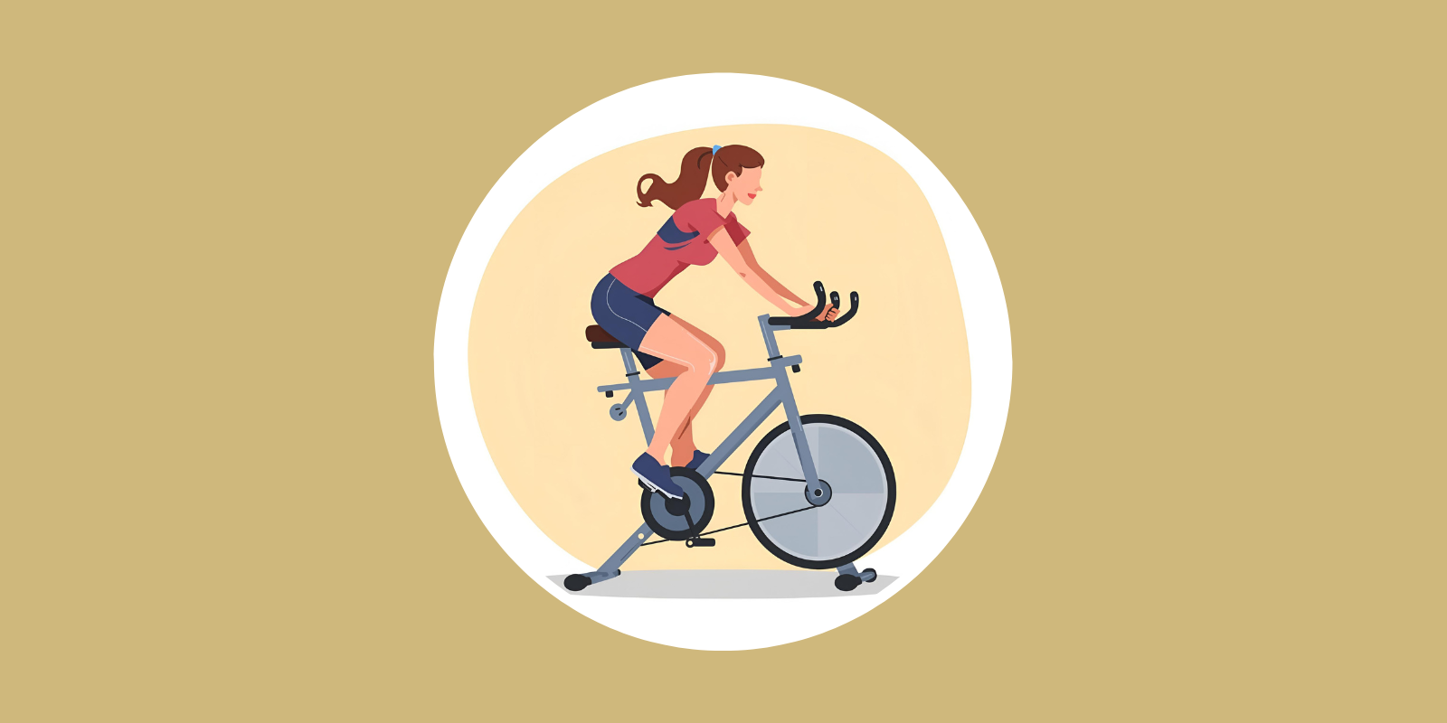 illustration of woman on exercise bicycle
