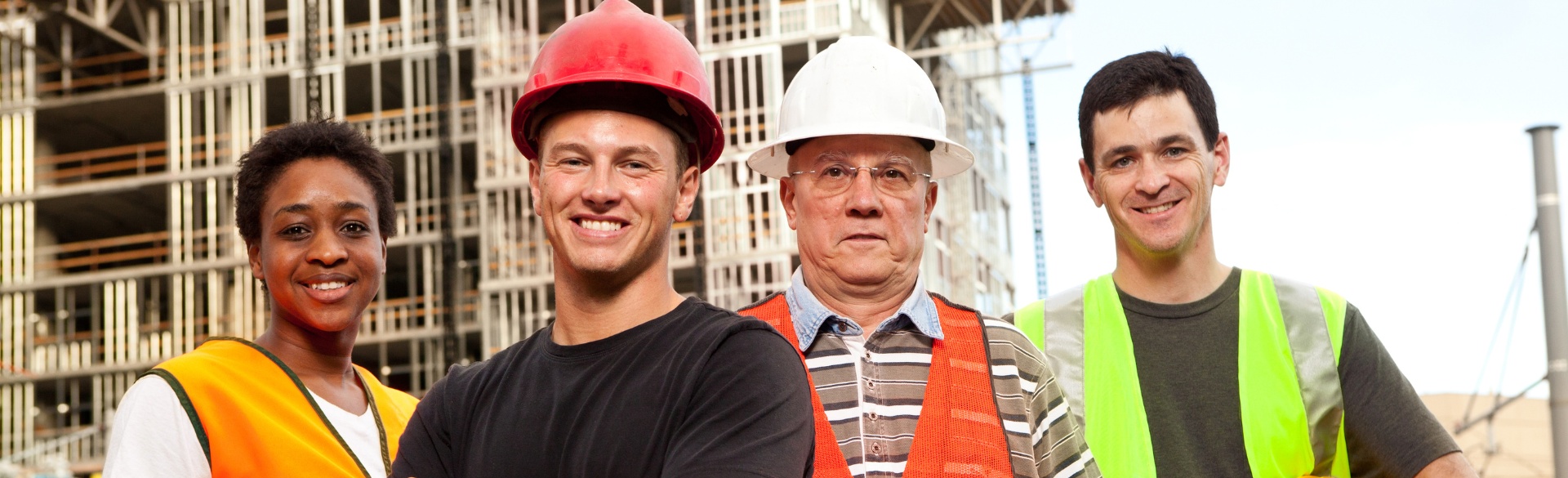 Workers smiling