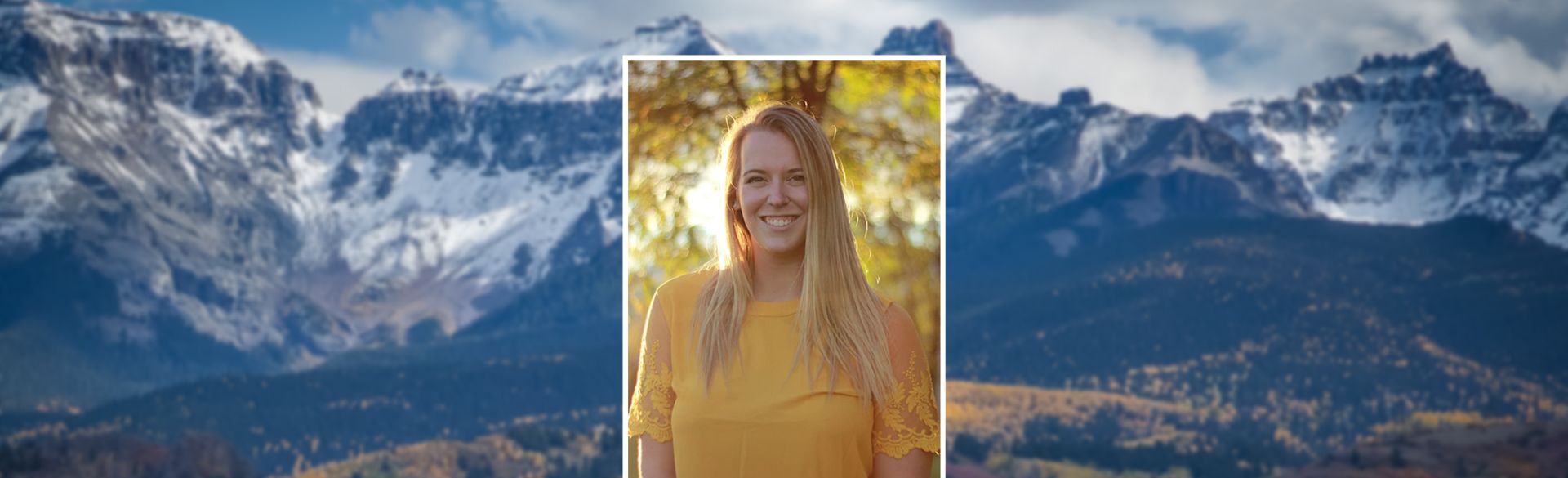 Rebecca Clancy with moutainous background