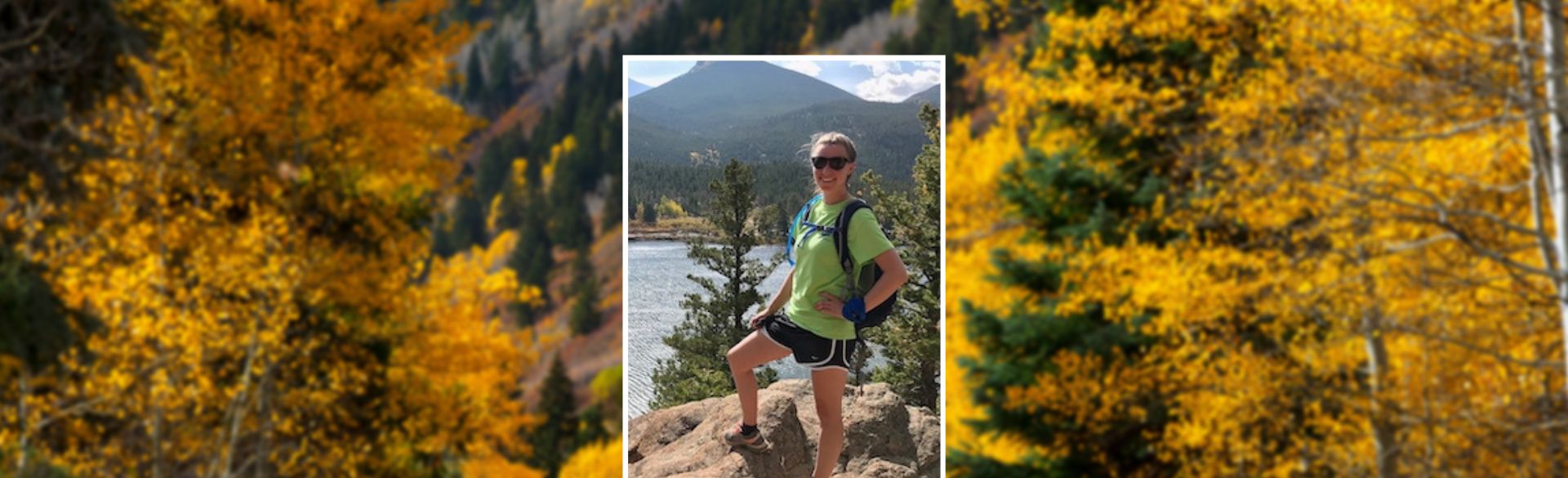 Jillian Moore with mountainous background