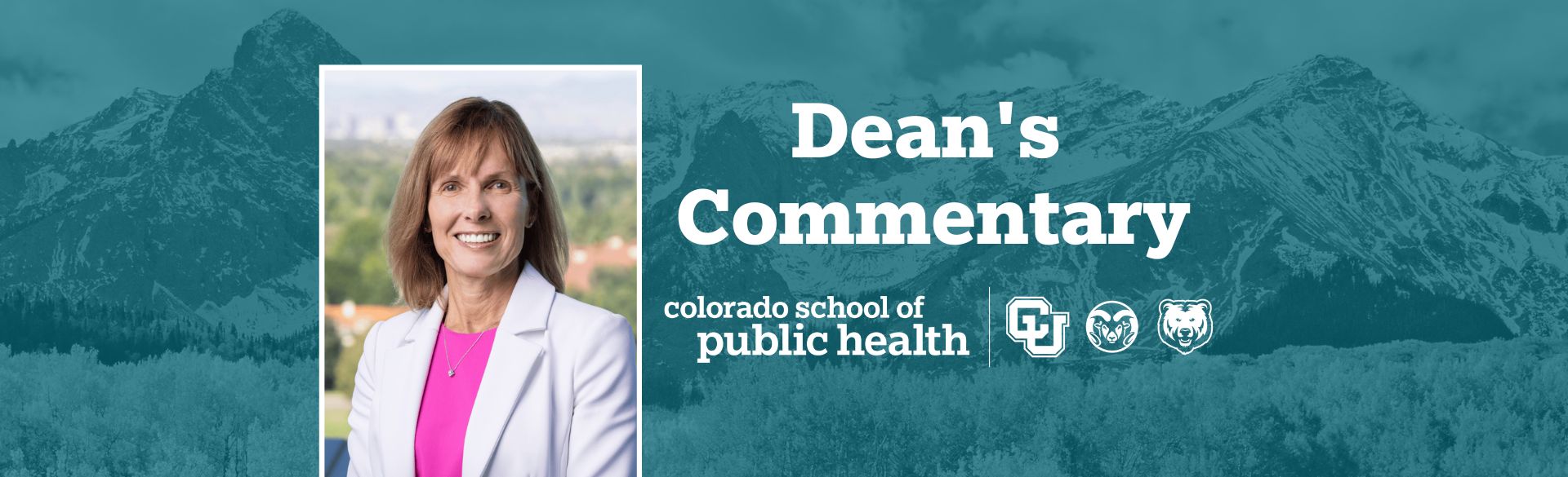 Dean Cathy Bradley with blue mountain background