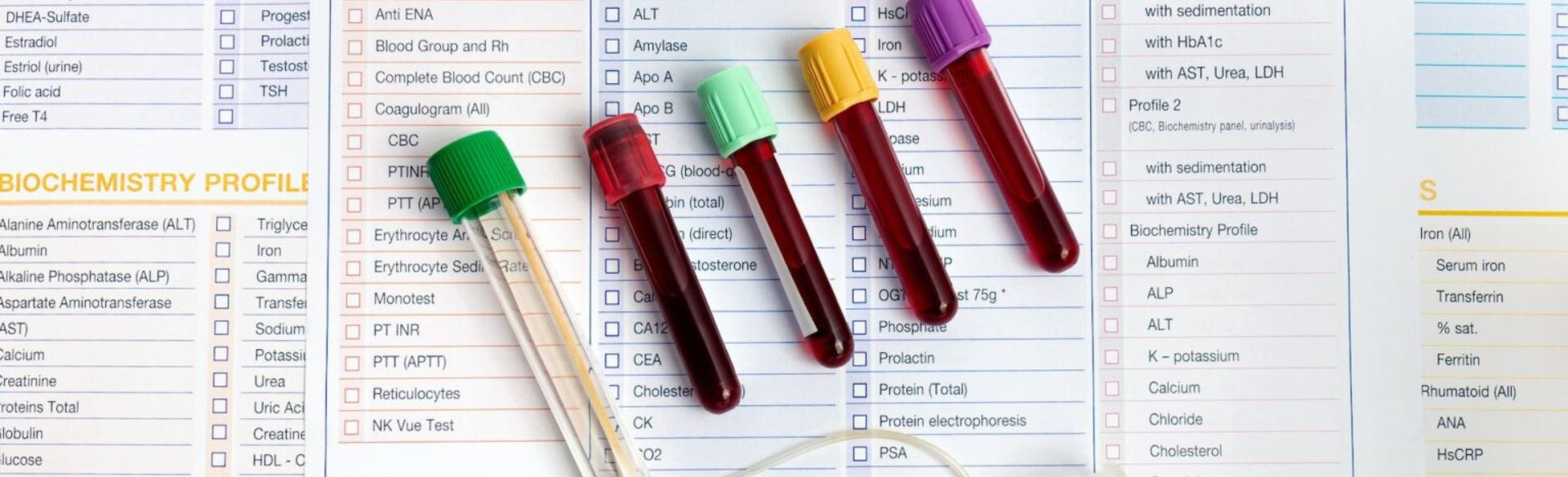 Blood vials with blood test results