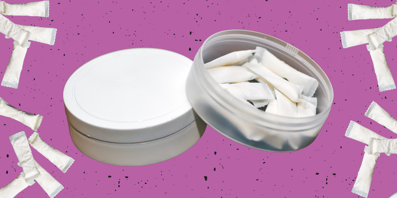 Image of a container holding nicotine pouches.