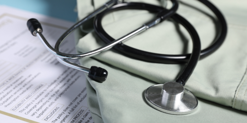 Text next to a stethoscope 