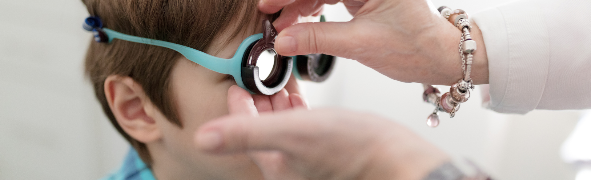 Student receiving a vision exam