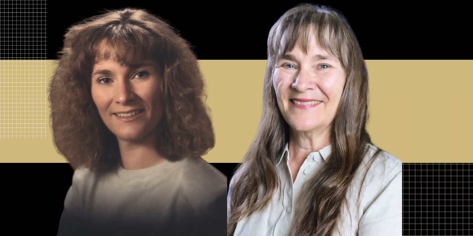 Christina Finlayson headshot from 1989 and 2024