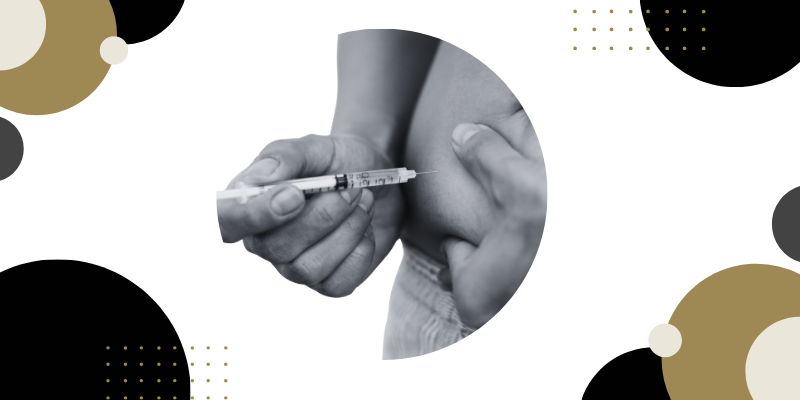 GLP-1 shot in black and white