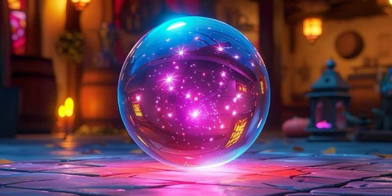 Orb on a stone ground. AI Generated. 