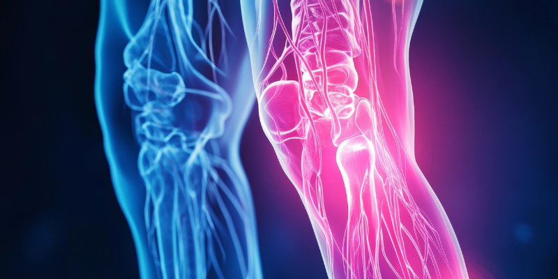 Image of leg x-rays in blue and pink