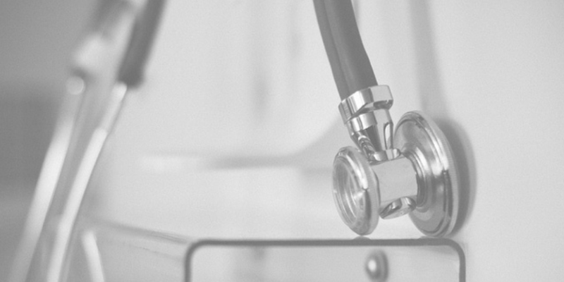 Black and white image of a stethoscope