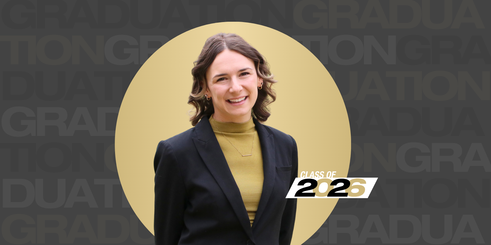 A headshot of Kimberly Christnacht smiling. To the right of her, there is text that says, "Class of 2026."