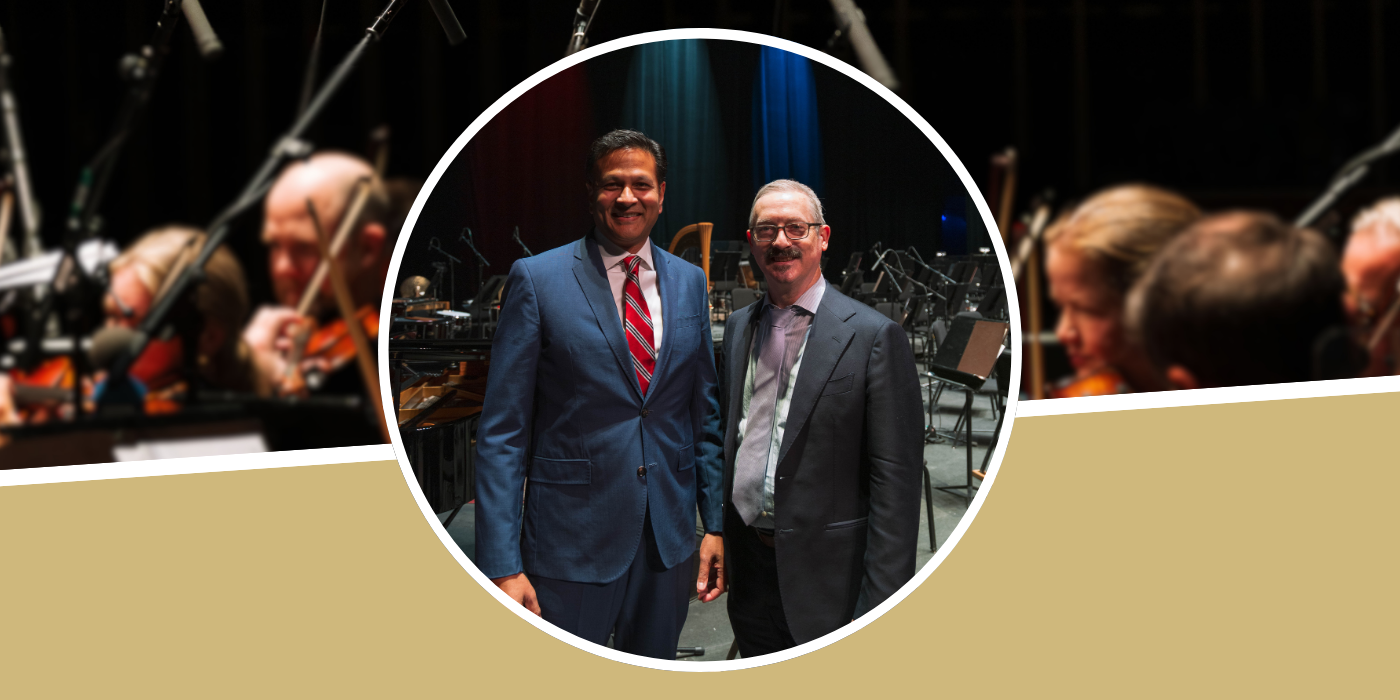 Vik Bebarta, MD, and Tony Pierce, the Colorado Symphony's chief artistic officer
