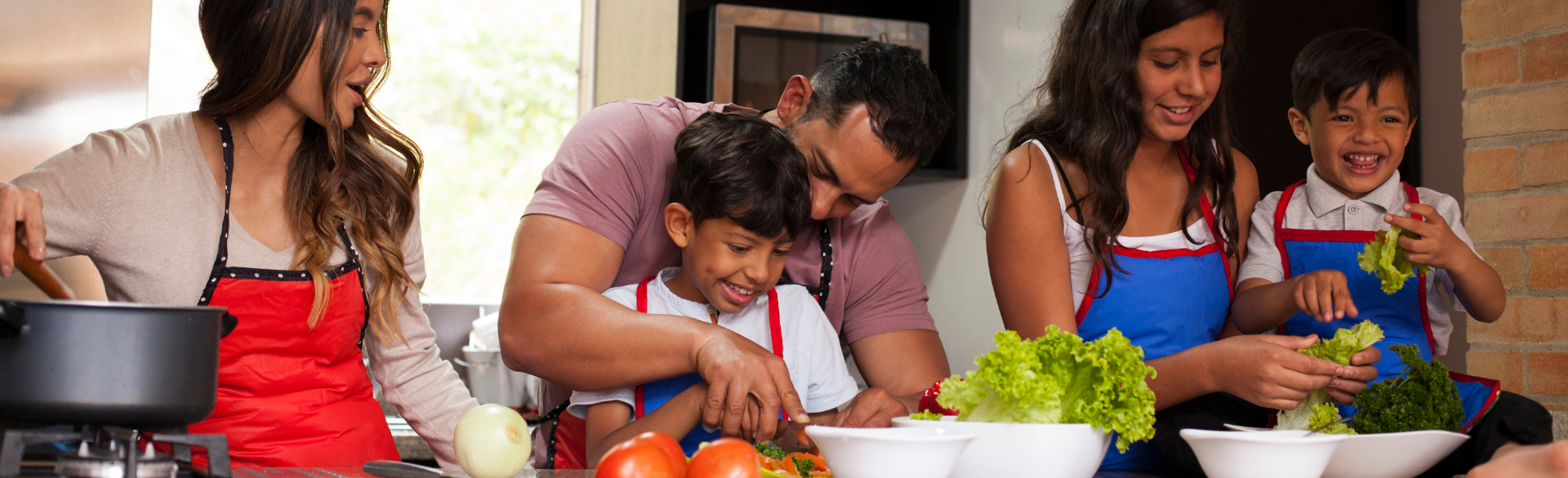 Family cooking together