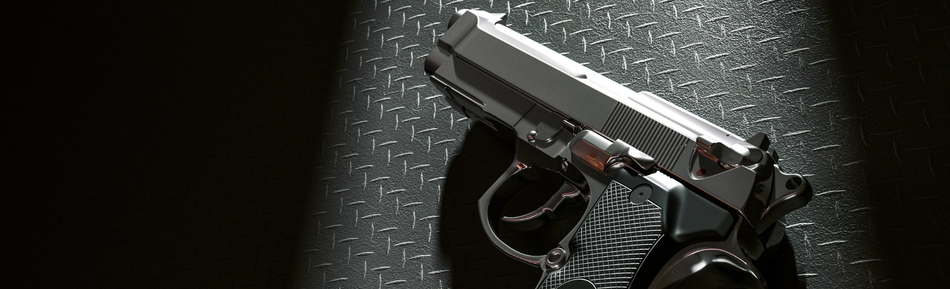 Gun against dark background