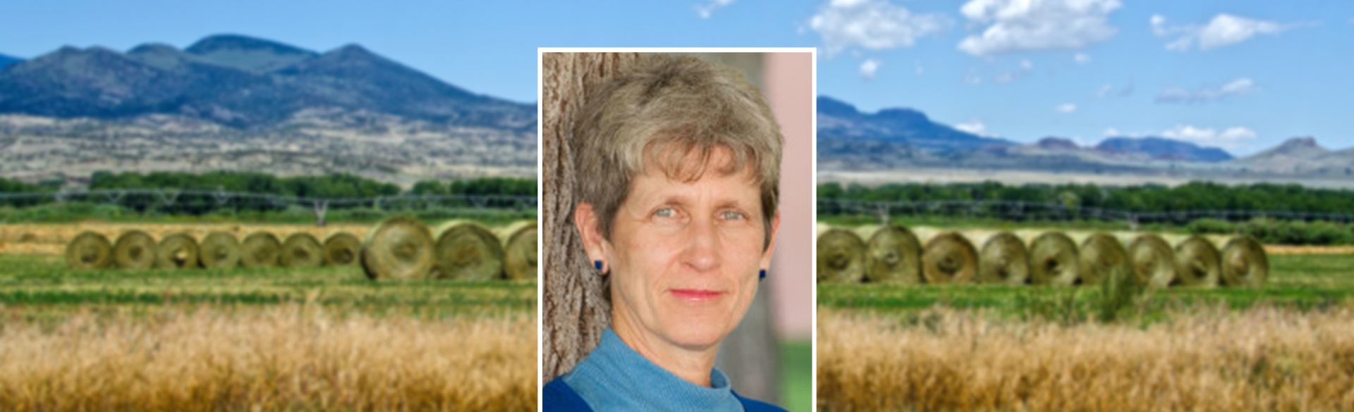 Woman in headshot on background of Colorado mountains