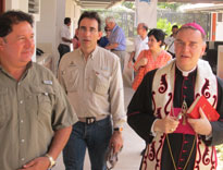 Archbishop Nicolas Thevenin walking with Gustavo Bolaños